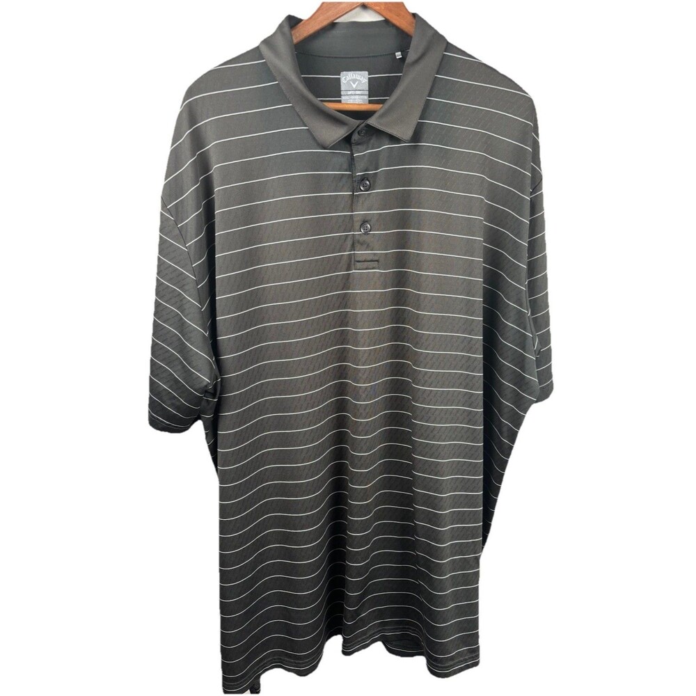 Callaway Polo Shirt Opti Dri Mens 3X Brown Striped Golf Wicking Stretch Sport